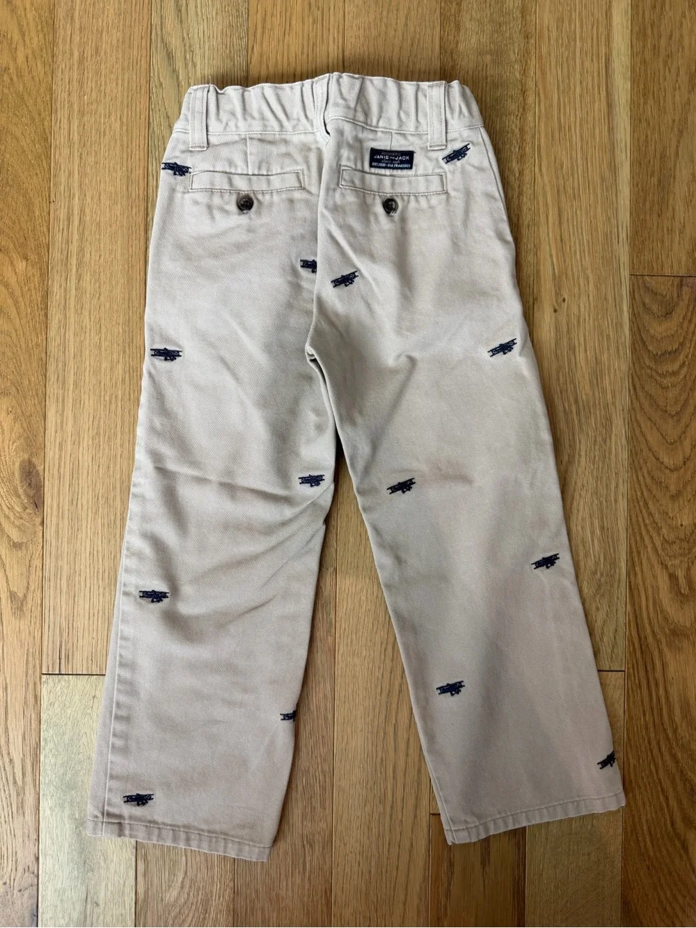 Janie and Jack Boys Khaki Airplane Embroidered Chino Pants Size 4